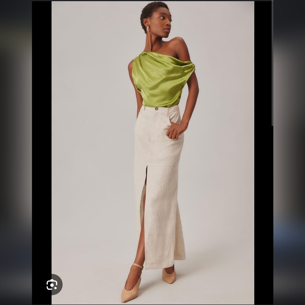 Reformation Beige Maxi Skirt with Front Slit - Picture 4 of 12